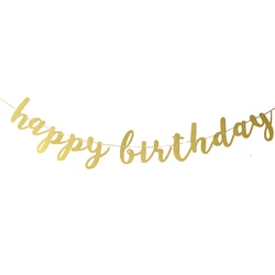 Glittery Happy Birthday Banner Letter Pennant Birthday Bunting Party Decorations for Kids and Adults