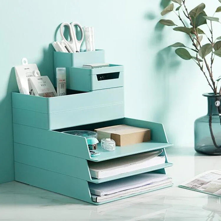
DIY Desktop Decorations ABS Resin A4 File Drawable Storage Box Stationery Organizer Set Home Office Table Desk Accessories 