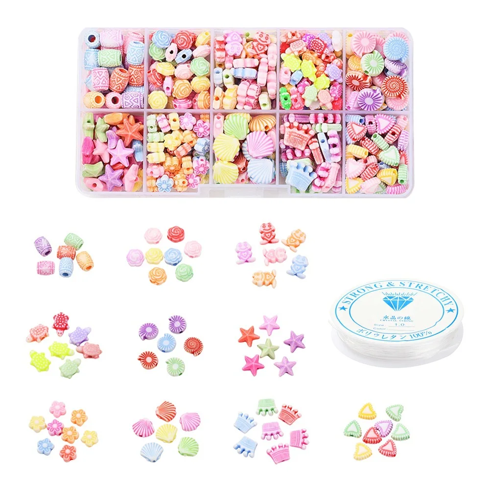Rawmand 320 Pcs DIY Beads Set Kids DIY Acrylic Bead Jewelry Making Kit Beads for Girls Art and Craft Bracelets Necklace