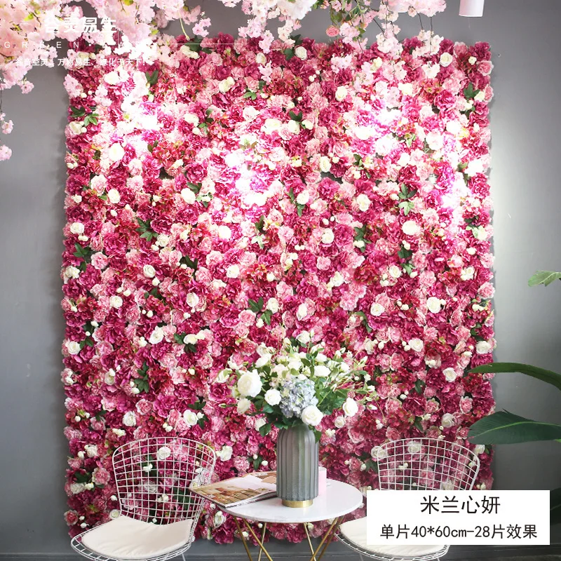 S-HQ001 wedding decor artificial silk decorative flower rose flower wall panel backdrop