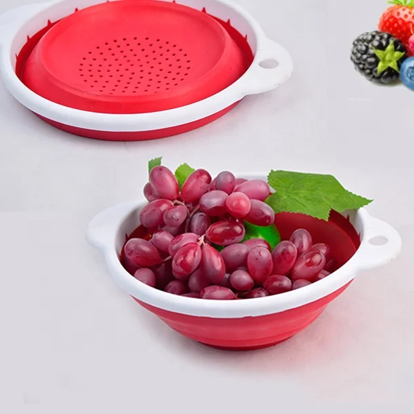 Most Popular Food Grade Collapsible Sink Colanders and Strainers Basket Foldable Silicone Fruit Storage Basket