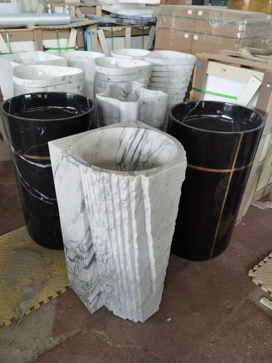 Hot Sale Wholesale High-Quality Hand Wash Natural Stone Bathroom Washbasin Semi-Pedestal Sinks