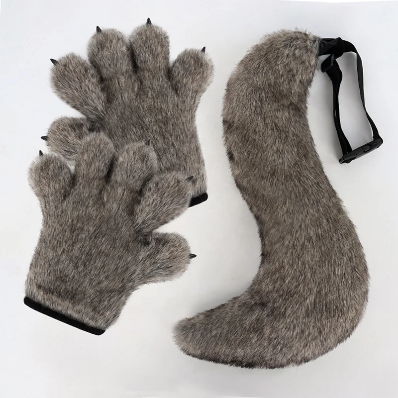Hot Selling Costume Anime Cosplay Accessories Animal Sexy Fox Tail Faux Fur Tail Fox Tail Bear Paw Gloves
