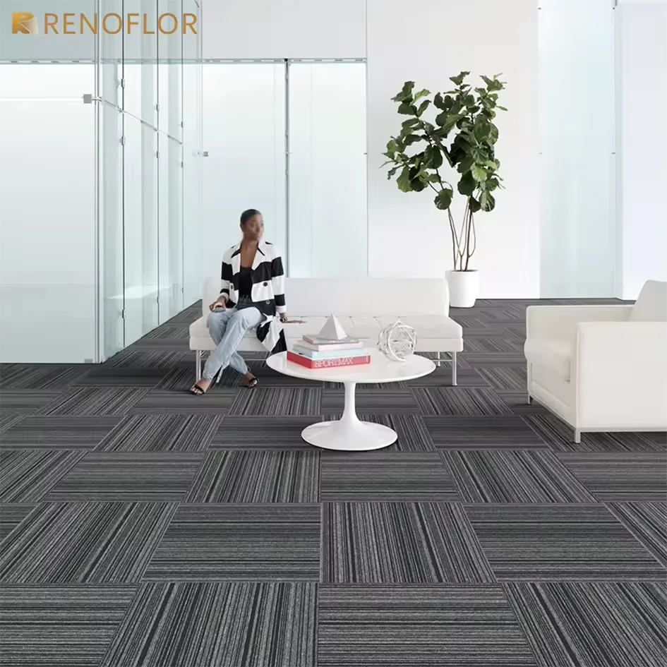 Hot Sale Cheap Price Removable Thick Commercial Bitumen PP Interlocking Floor Squares Rug 50x50 Hotel Office Carpet Tiles