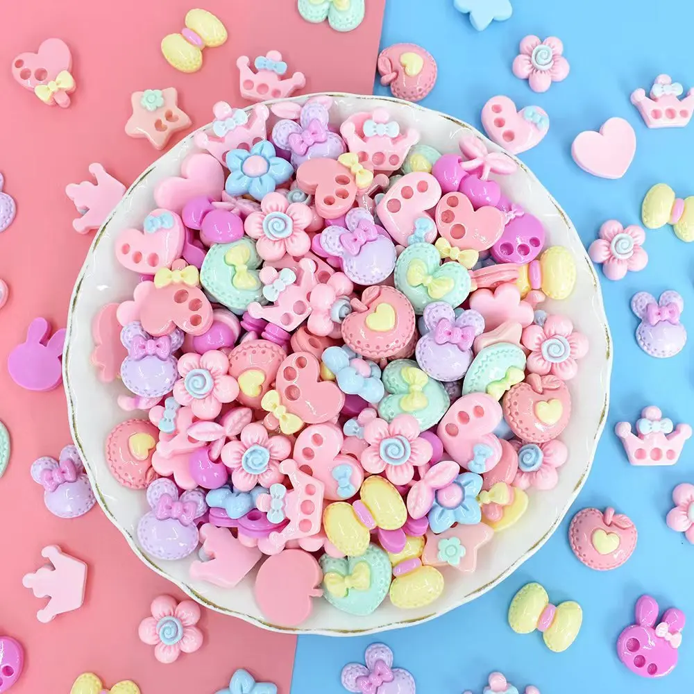 2024 new products Popular Kawaii DIY Flat Back Resin Charm Mixed Style Bulk Resin cartoon transparent color mixed DIY cream