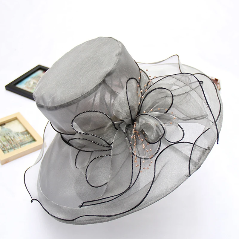 Kentucky Derby Church Hat Dress Fascinator Bridal Organza Mesh Cap Tea Party Wedding Hat for Women Headwear