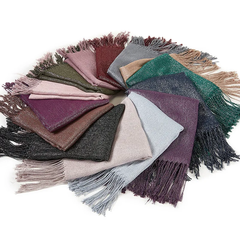 New styles fashion scarf hijab cotton unedged lurex scarf shimmer shiny stole shawl scarf