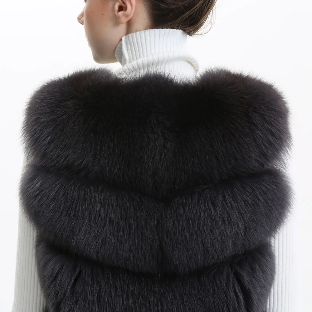 Chinese Top Quality Fur Vest Supplier Russian Style Vest Winter Fox Long Fur Vest