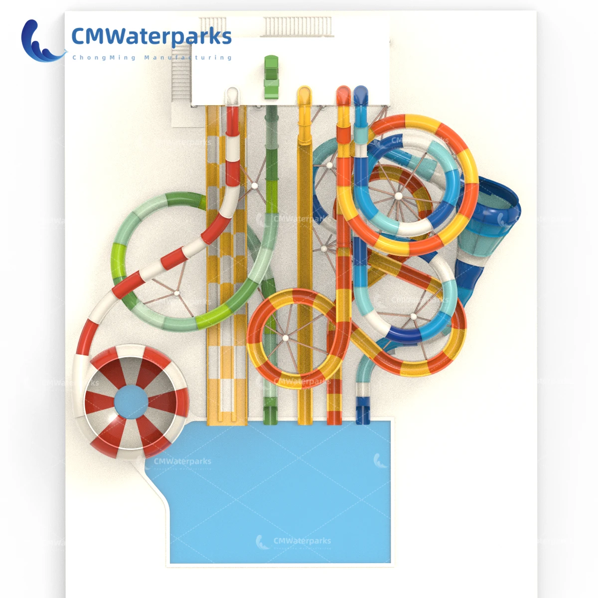 2024 New Combination Bodyslides Adults Water Swim Slides Water Park Fiberglass Swimming Pool Slides for Inground Pools