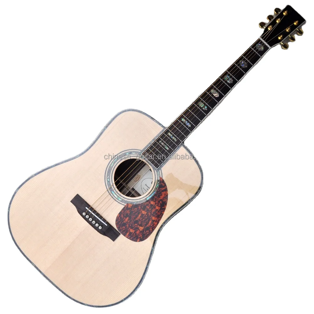 Flyoung Natural Wood Color 41 Inch Acoustic Guitar D45 Model Top Solid Classical