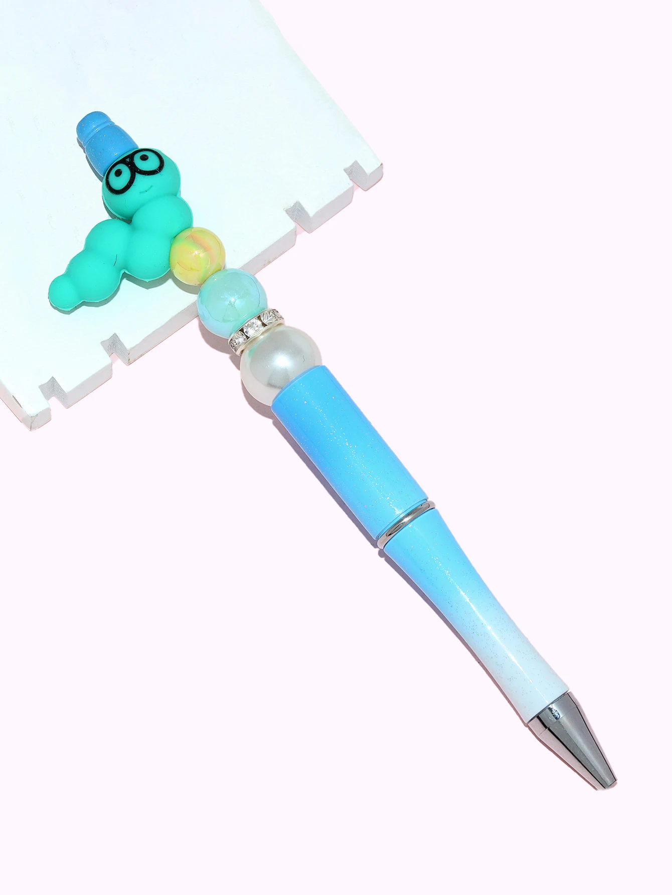 Popular DIY Beadable Pen Assorted Ballpoint Pen Caterpillar Print Silicone Beads DIY Beadable Pens