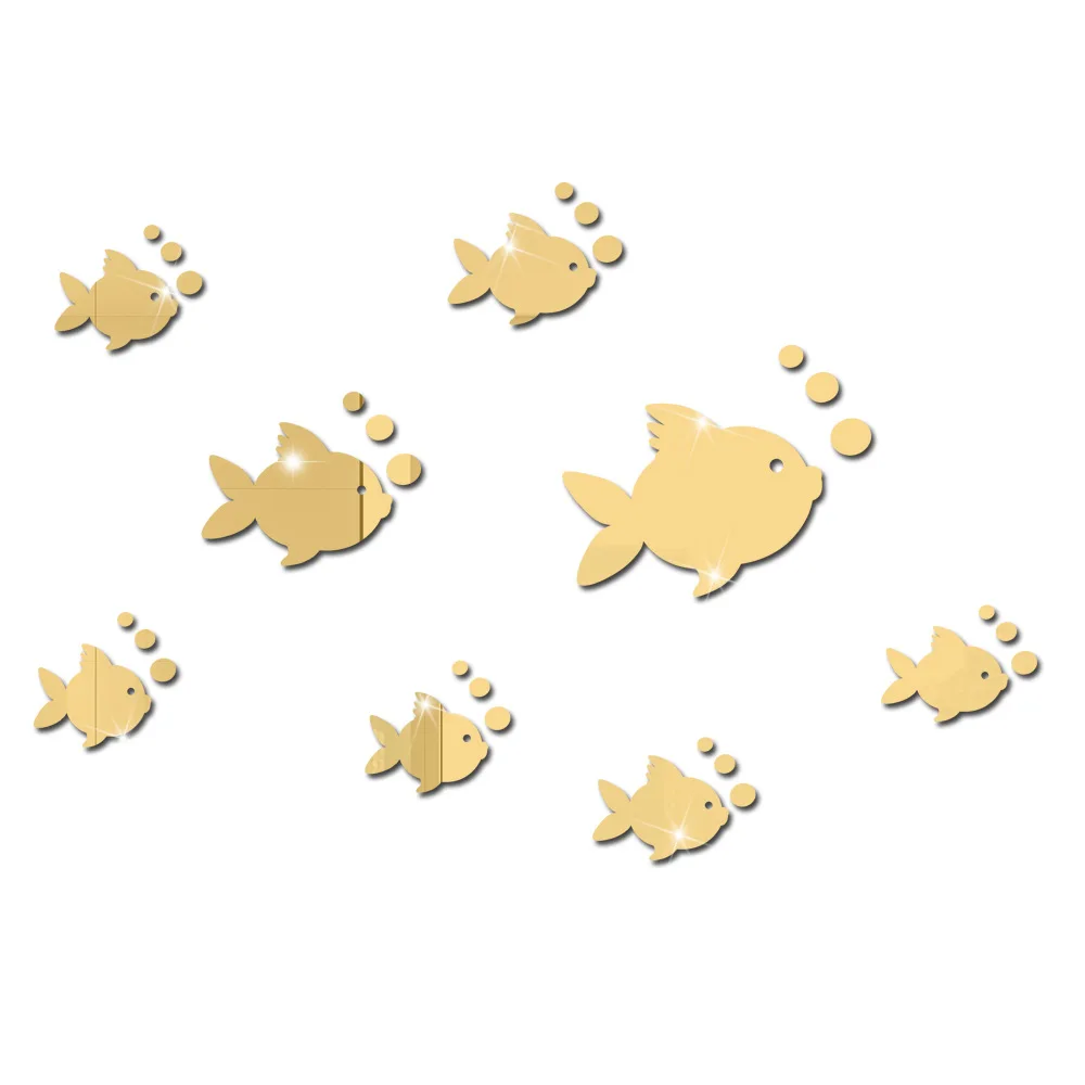 Acrylic Underwater world small fish bubble three-dimensional Mirror Wall Sticker Bedroom Living Room Home Decor Self Adhesive