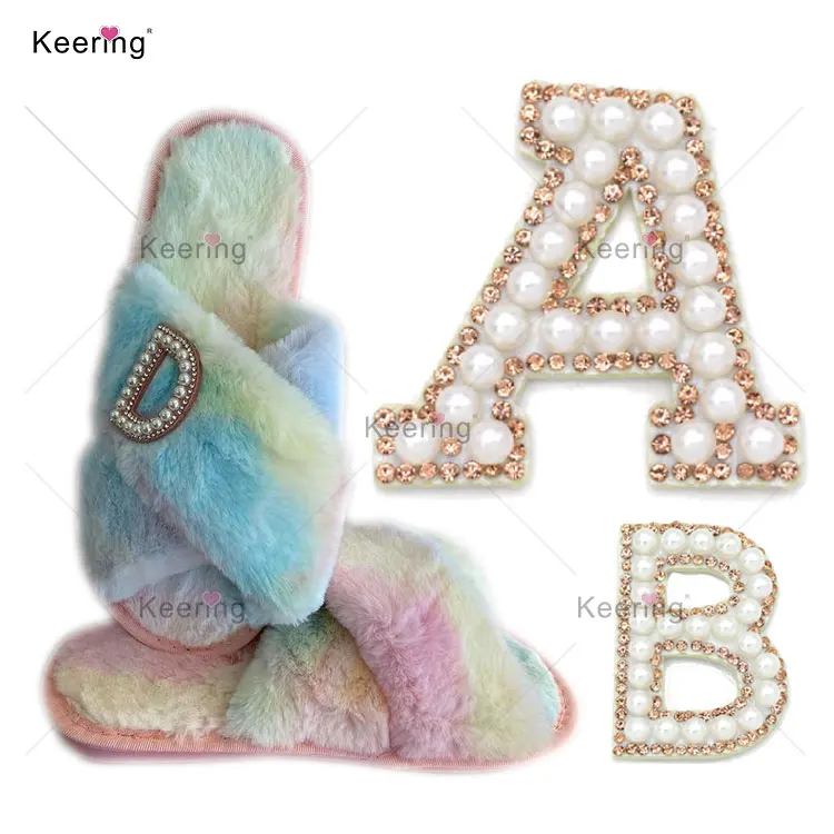 Keering DIY сверкающие стразы с жемчугом аппликация букв a-z Заплатки надписью для глажки на английском языке шляп тапочек