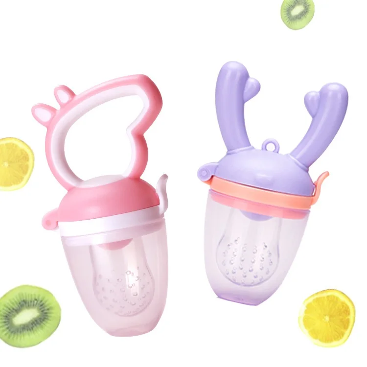 Safe Baby feeding BPA Free Cute Pig Deer Shape Food Vegetable Nipple Pacifier Feeding Silicone baby fruit feeder