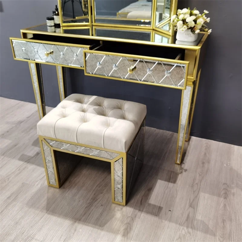 Hot Selling Mirrored 2 Drawers Dresser Big Chest Bedroom Sideboard Furniture Home Furniture Shenzhen Modern Desktop Mirror