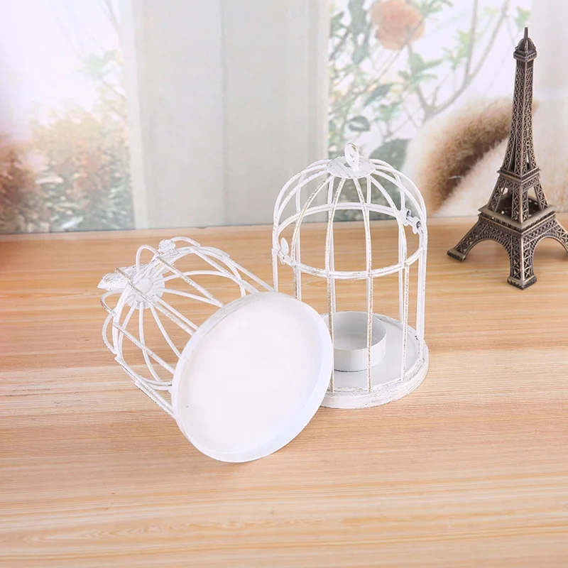 Indoor outdoor vintage    candlestick  LED  wind lantern Spring Song White Bird Cage Place Card Candle Holder
