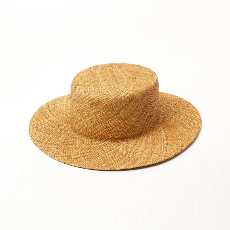 Hot selling solid ladies straw visor plain hats with logo