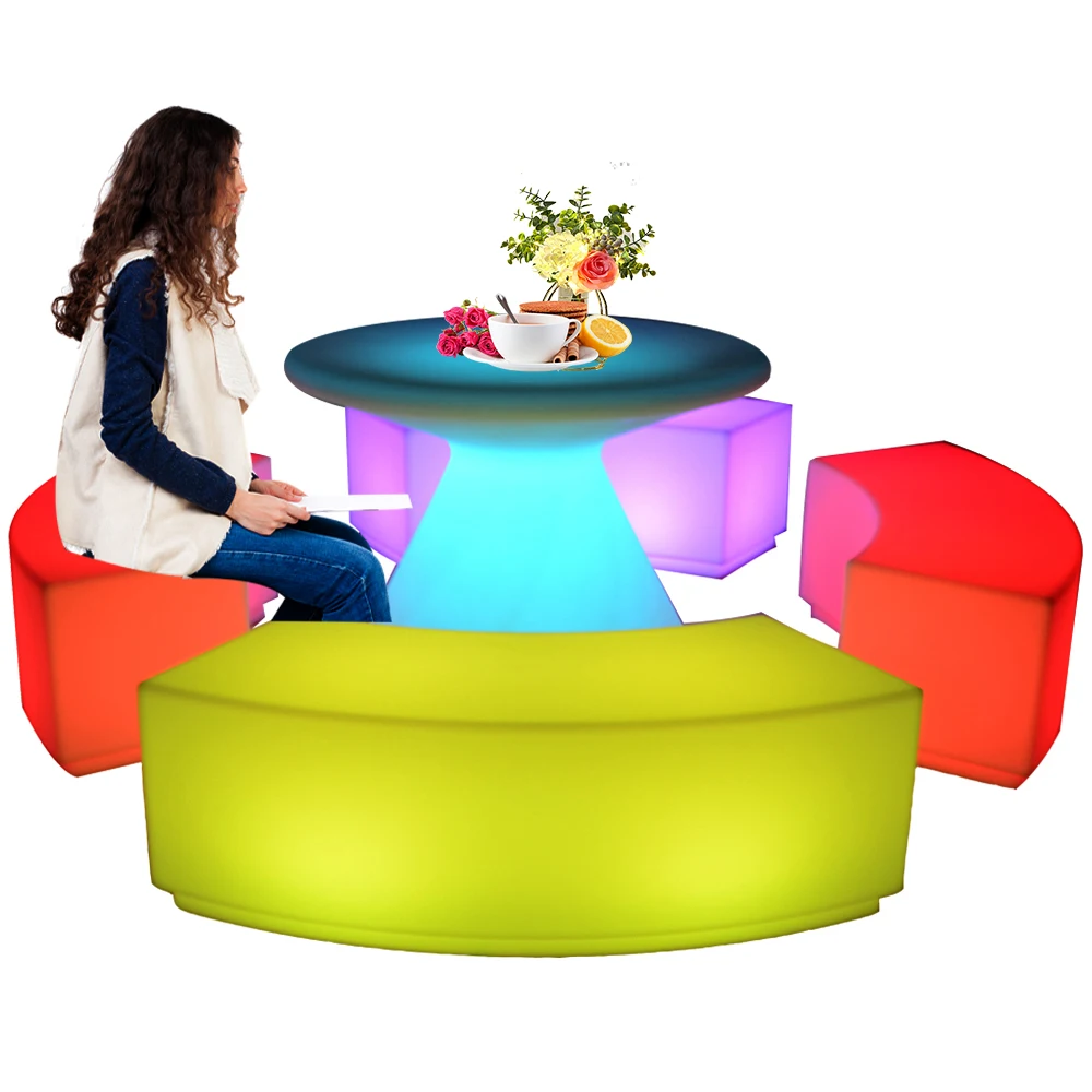 restaurant led single sofa chair outdoor indoor restaurant plastic furniture led lighted bar table and chair sofa sets for event
