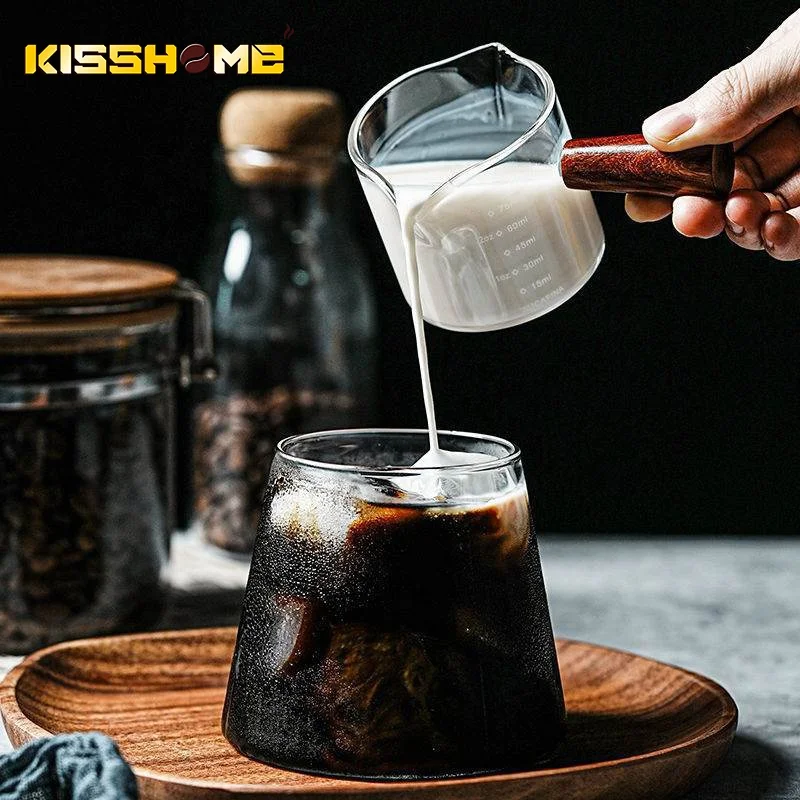 Espresso Accessories Milk Jug 50ML 75ML Custom Heat Resistant Transparent Glass Coffee Measuring Cup
