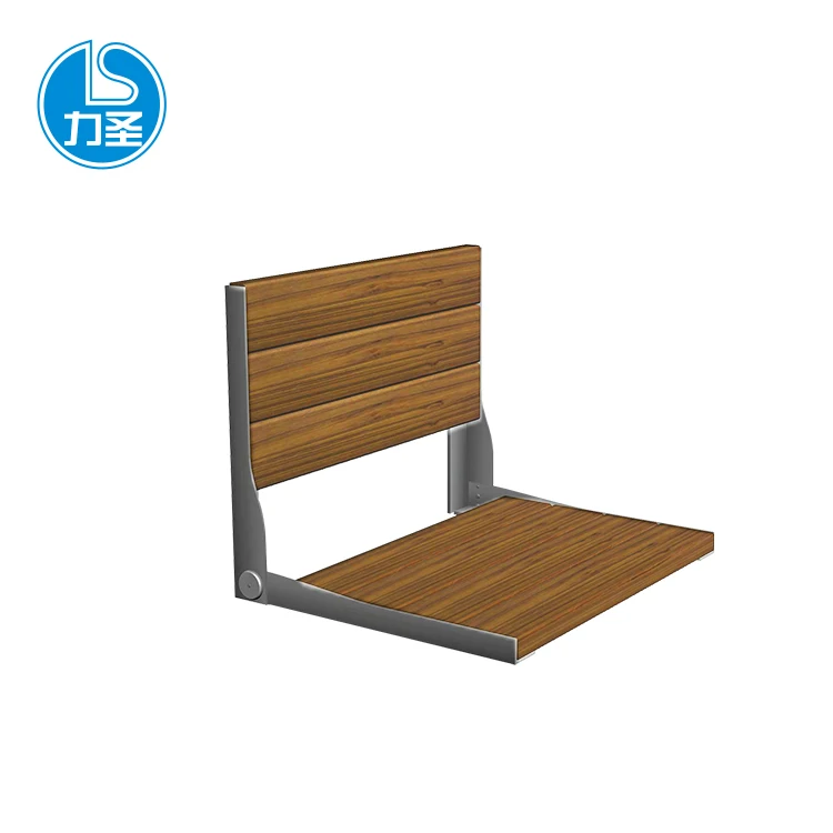 Elderly Disabled Bathroom Accessories Wall Mounted Folding Bathroom Teak Wood Seat Foldable Shower Seat