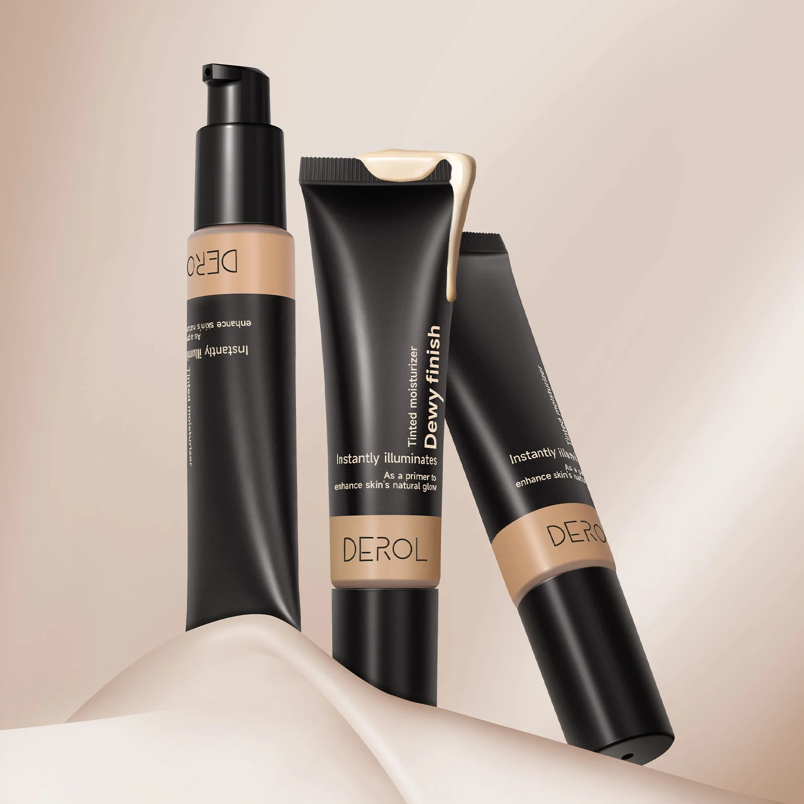 Derol Liquid Foundation Whitening Natural Brightening Pore Minimizing Light Primer Milk Release Tinted Moisturizer Dewy Finish