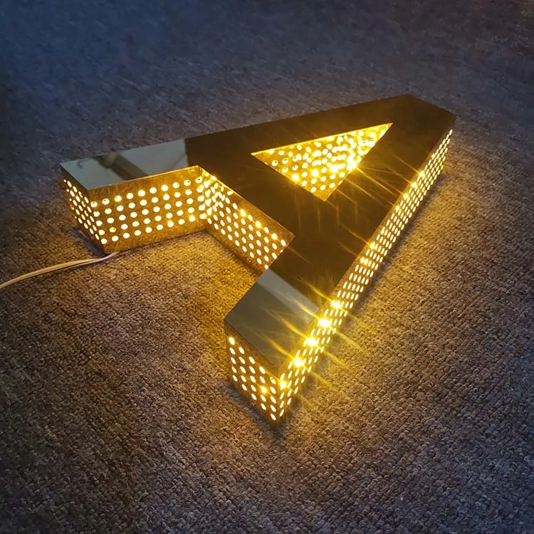 3D Stainless Steel Gold Punching Holes Led Channel Letter Sign Letter Sliver Channel Letters