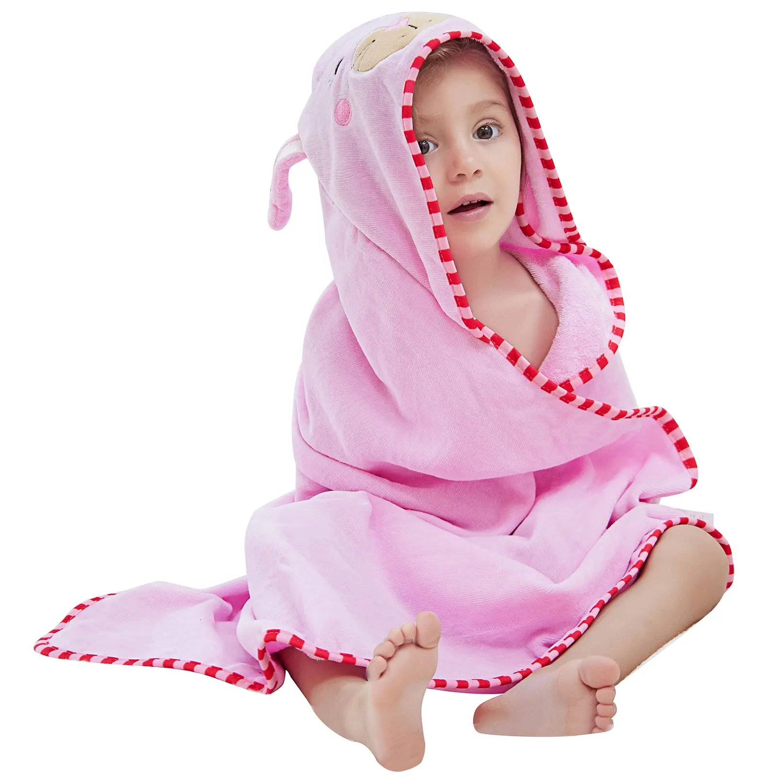 MICHLEY Fast Shipping Girls Pink Bath Robe Kids Easter Gift 100%Cotton Children Beach Towel Kids