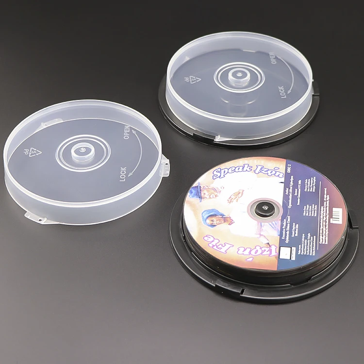 Store 10 CDs DVDs Blu-ray Discs Cake Box with Integrated Spindle Storage Plastic DVD-R Spindle Box Blank Packaging CDr/DVDr Cake