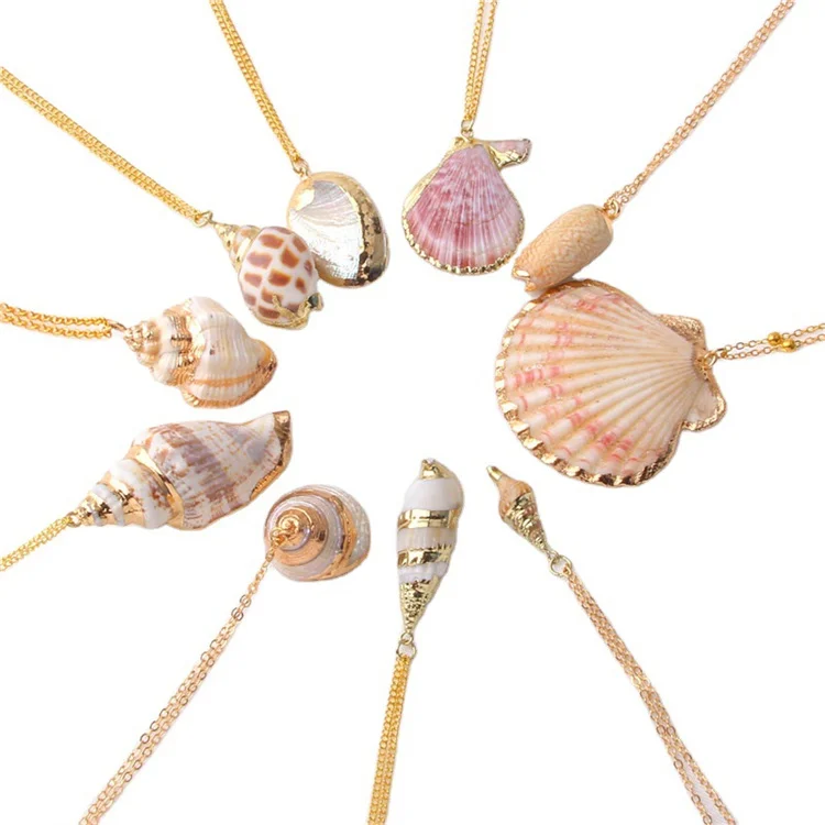 Fashion New Conch Shell Gold Plated Chain Women Pendant Necklace Jewelry