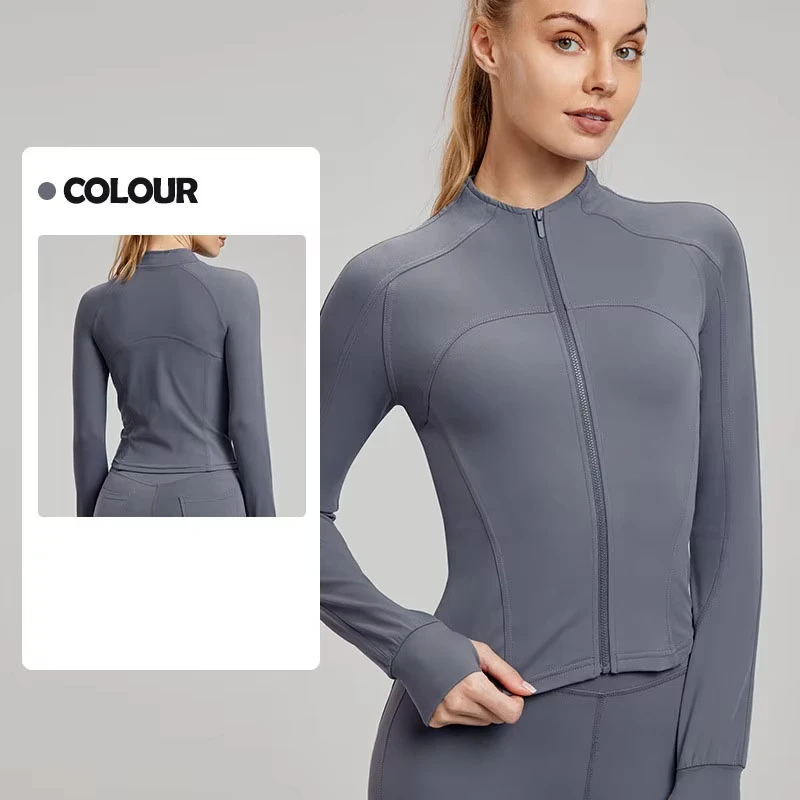 MAYYOUNG Slimming Wholesale Fitness Sportswear Women Plus Size Running Yoga Gym Jacket with Thumbhole and Zipper