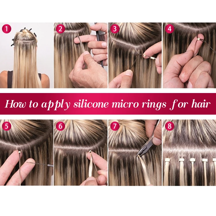 1000pcs/bottle Silicone Lined Micro Ring Beads for Hair Extensions Microlinks Hair Accessories Rings Salon Tools