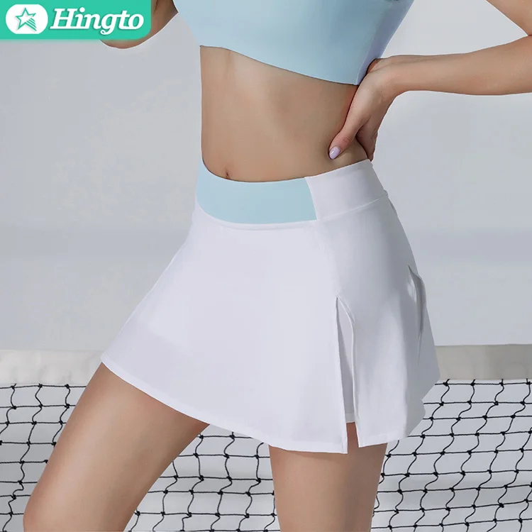 Hingto High Waisted Lightweight Pleated Sports Women Tennis Golf Skirts with Shorts Pockets