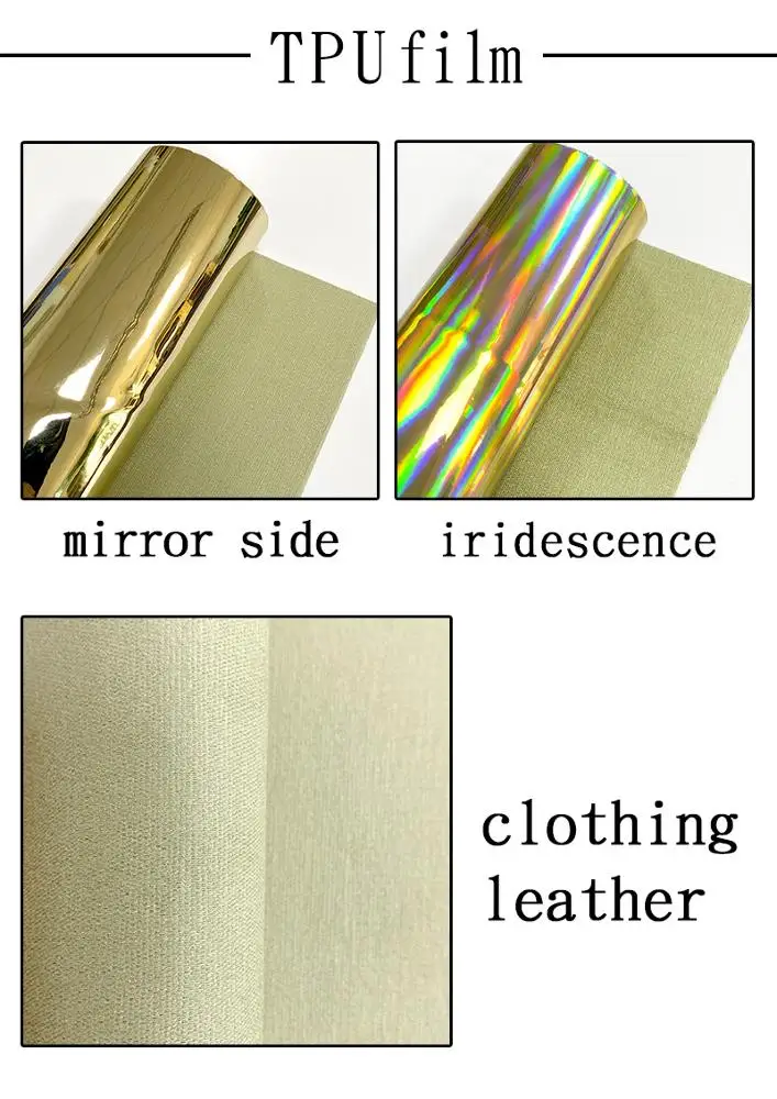
NO Crease Mirror Reflective Plain Design TPU Holographic Faux Leather Fabric For Making Shoe/Bag/Handbag/Clothing/Craft 