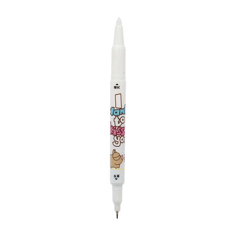 OEM bi-ending design one eraser the other re-writing  white cartridge heat transfer film ink killer plastic pen