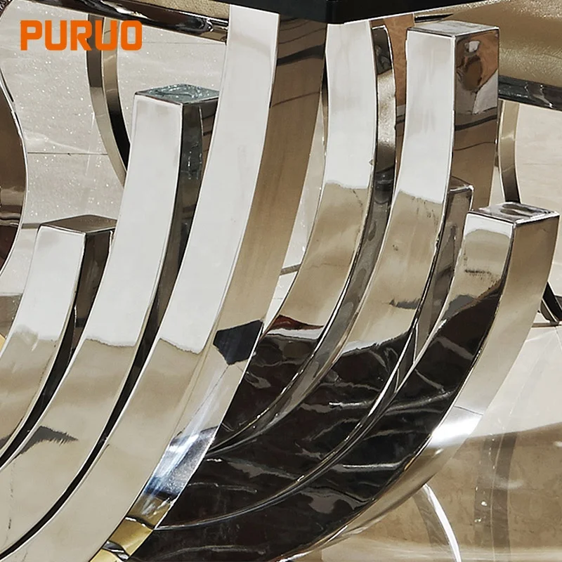 Modern dining room sets stainless steel dining table with glass