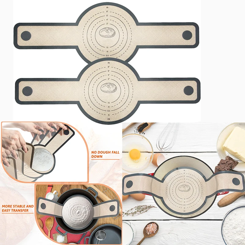 Reusable Bread Sling Dutch Oven Silicone Bread Mat Anti-Stick Sourdough Silicone Bread Sling with Long Handles
