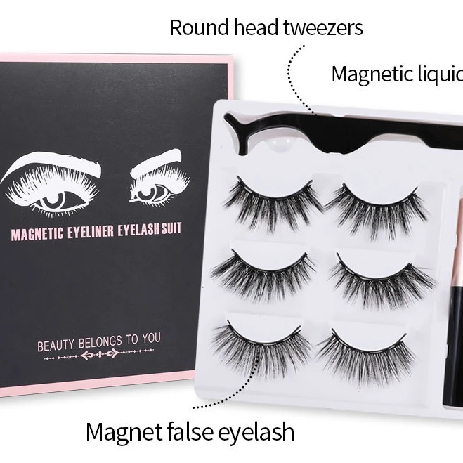 Queena High quality magnetic eye lashes false eyelashes kit with magnetic eyelash kit private label natural magnetic eyelash