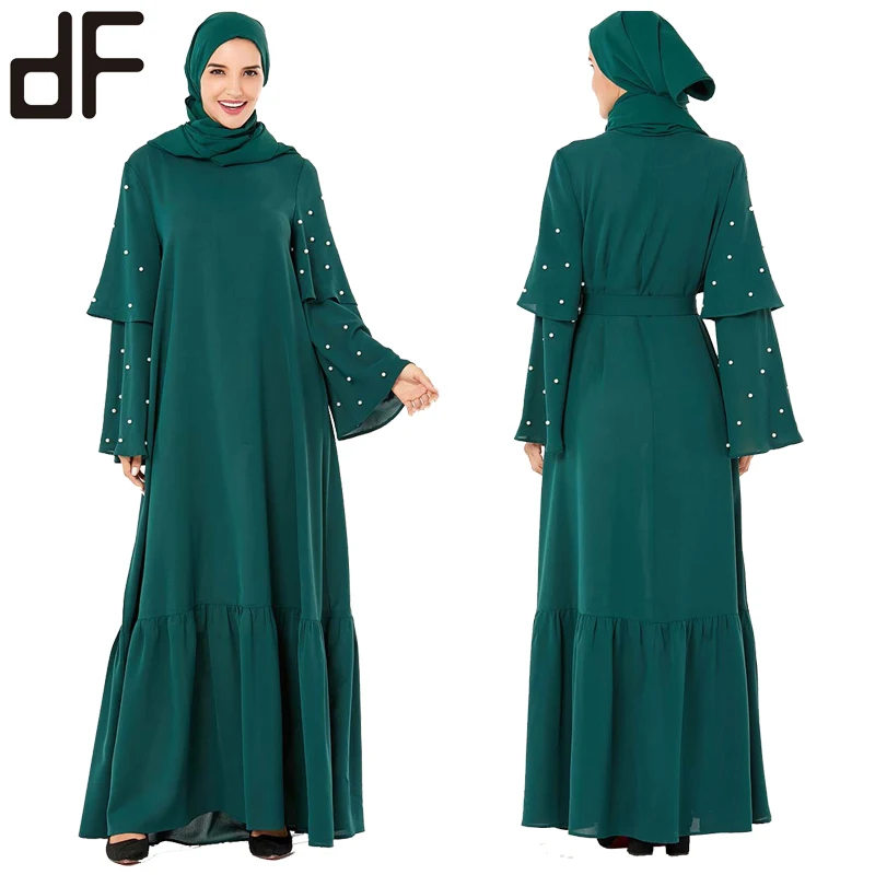 wholesale abaya kaftan caftan arab jalabiya dubai fashion dresses beading ethnic pleated evening muslim long sleeve maxi dress