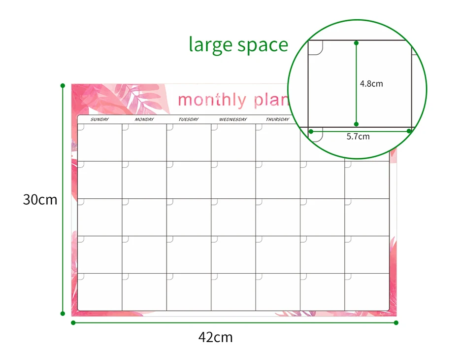 A3 Magnet Weekly planner Dry Erase Soft Monthly Calendar Magnetic Whiteboard Stick on Fridge