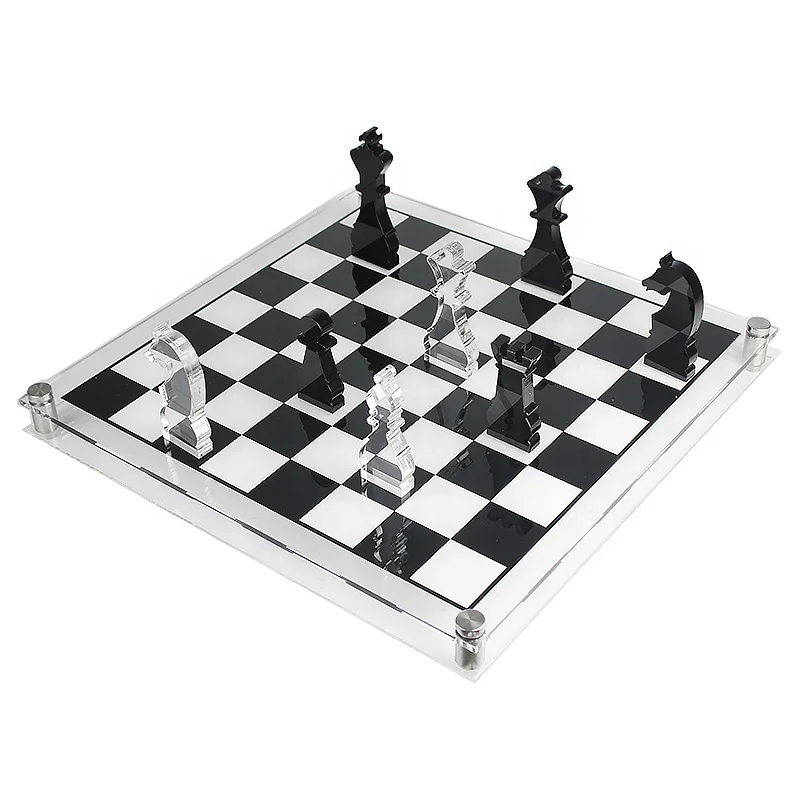 Custom Handmade Original Acrylic Chess Board Game Set Two Players Full Chess Game Table Set
