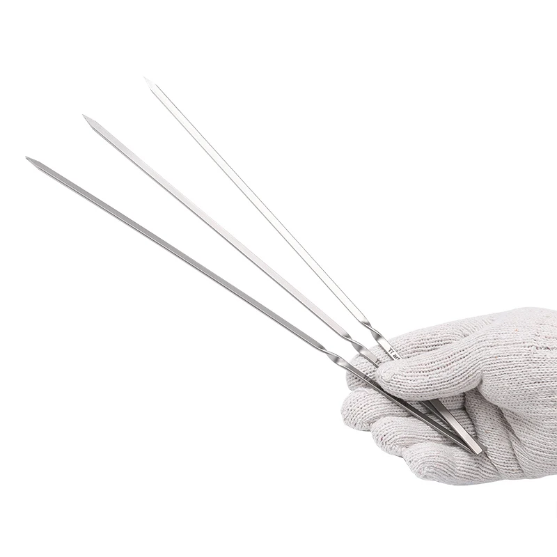 BBQ Skewers V-Shape Skewers titanium Long & Reusable Sticks Barbecue Skewers for Grilling