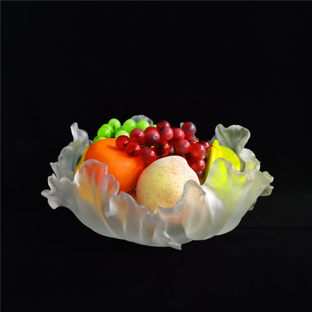 Glass fruit plate can be customized color, add LOGO, crystal glass flower fruit plate