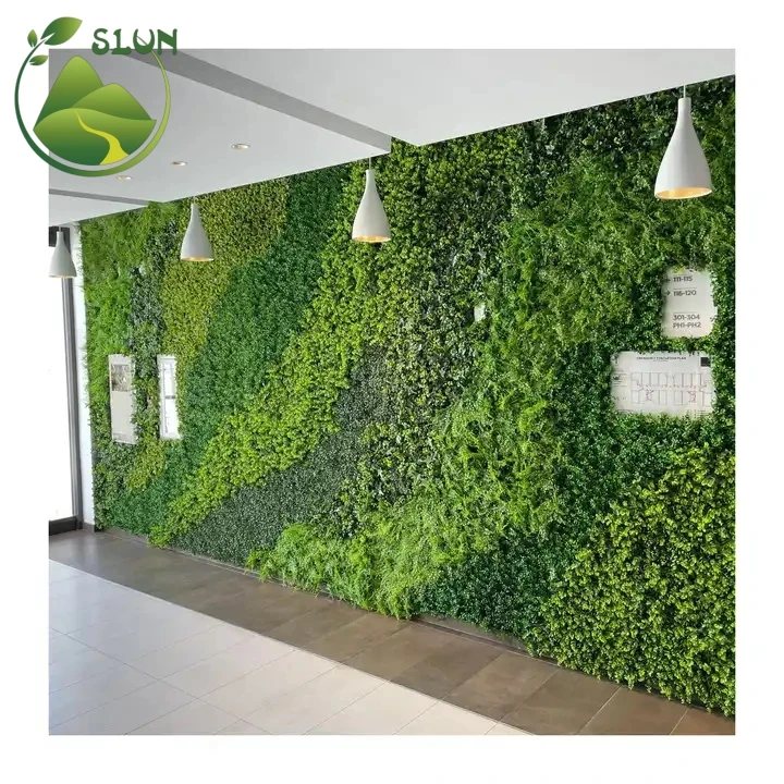 Home Indoor Outdoor Garden UV Fire Retardant Fake Artificial Grass Wall Panel Decor Artificial Green Grass Plant Wall