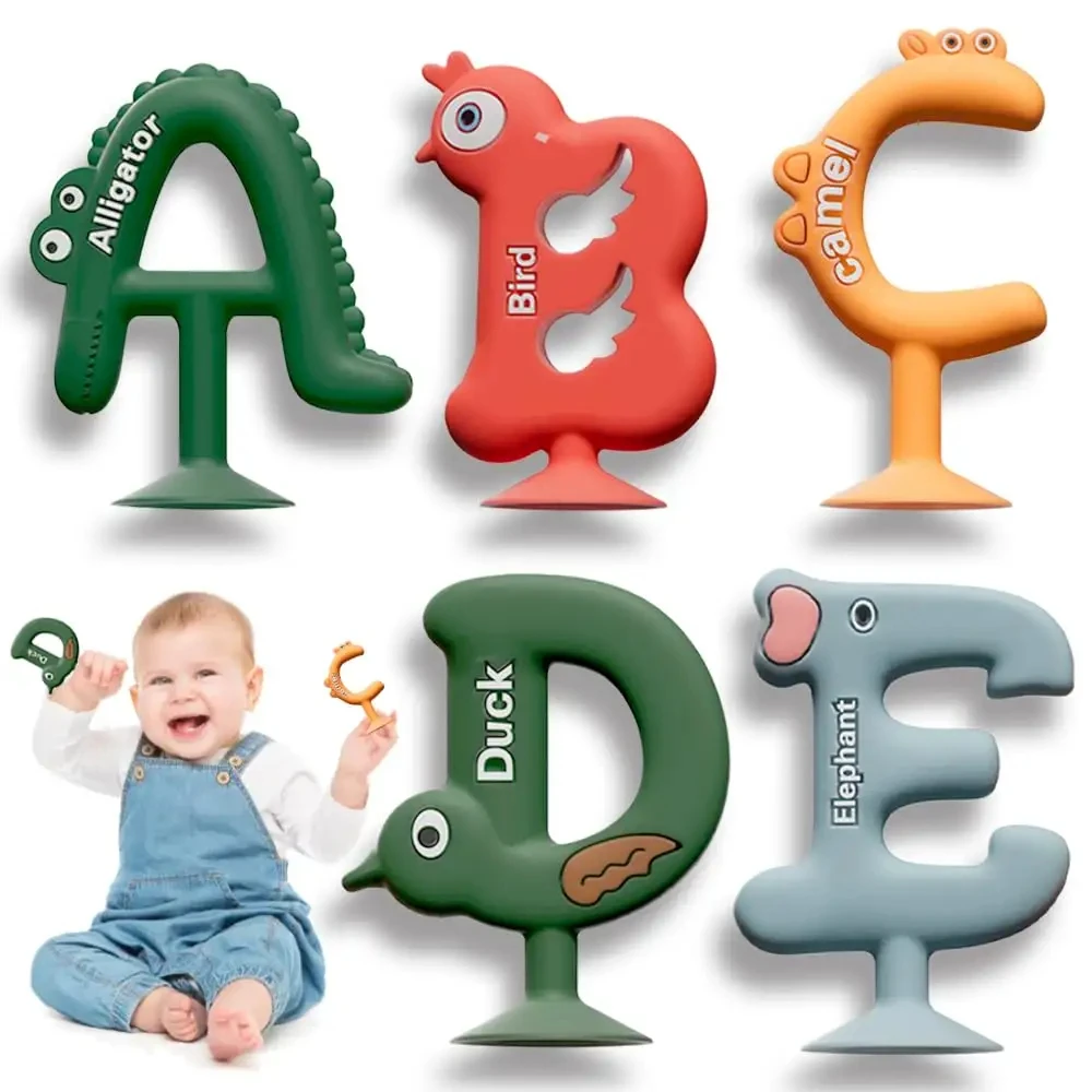 Wholesale Custom Alphabet Silicone Toys Eco Friendly Organic Baby Teether Bpa Free Silicone 26 Letters Diy Baby Teething Toys
