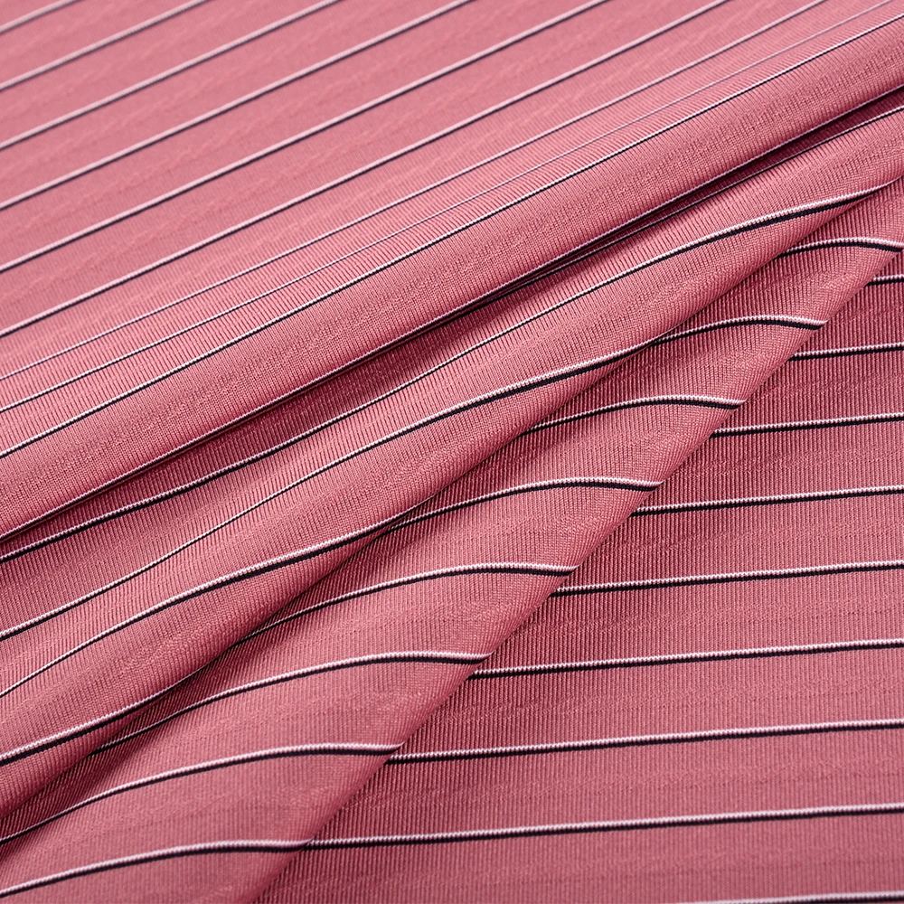 2023 New Style White Polo Fabric Material 92% Nylon 8% Spandex Yarn Dyed Fabric With Stripe