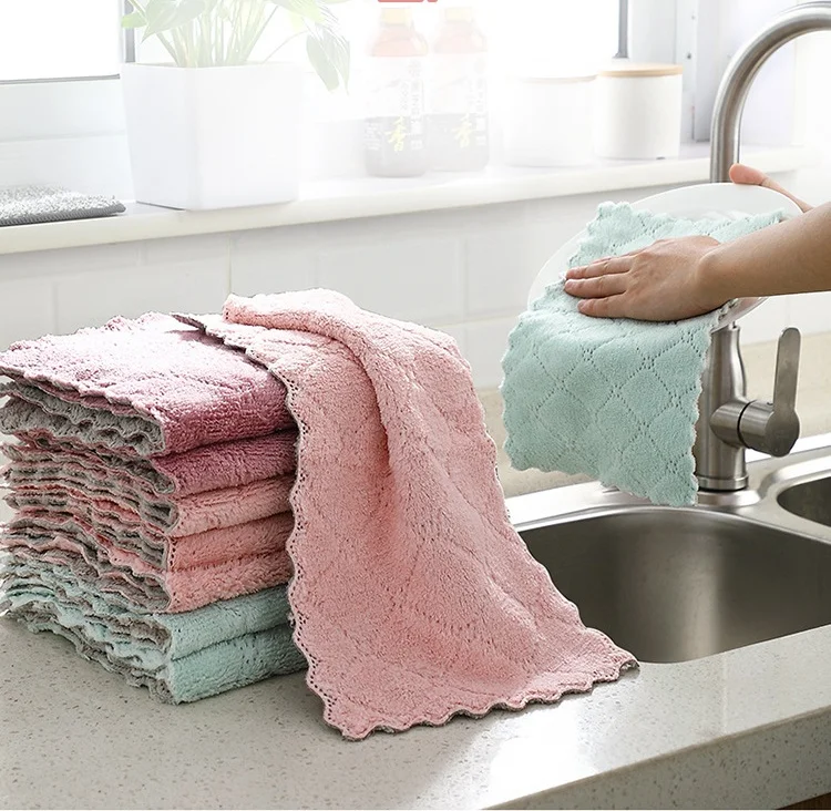 Microfiber Super Absorbent Dry Dish Towel Lint-Free Cleaning Cloth for Kitchen and Bathroom Household Cleaning Tool
