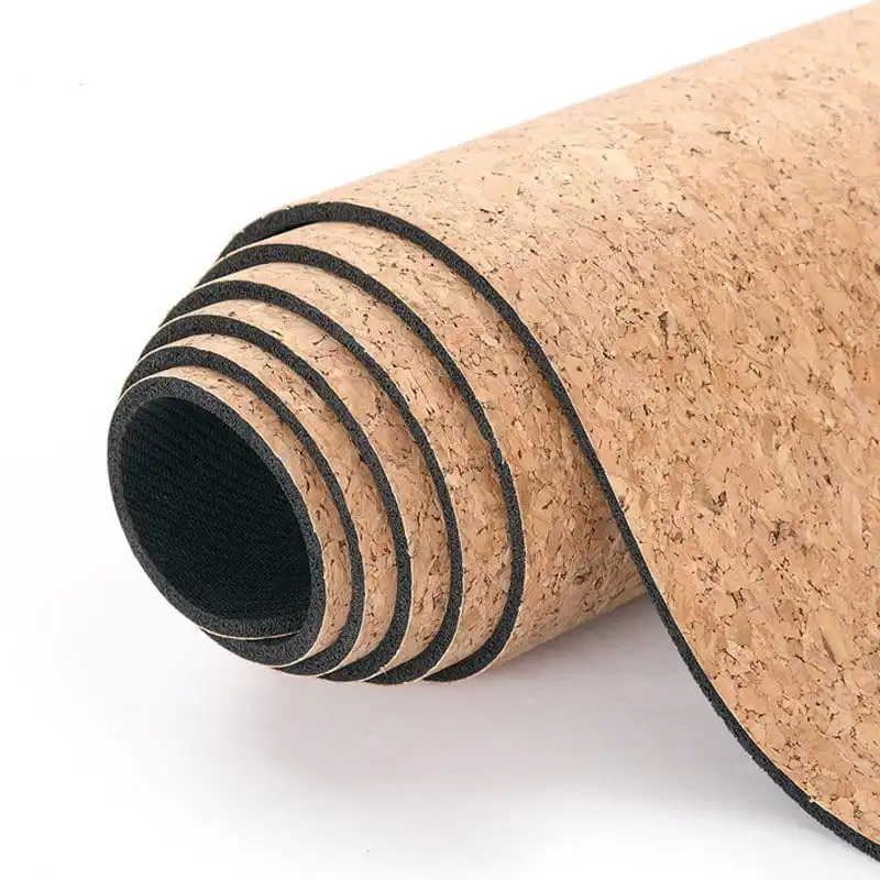 Sansd Wholesale Organic Cork Rubber Mat Custom 4mm 5mm Thick Yoga Met Professional Natural Tpe Cork Yoga Mats