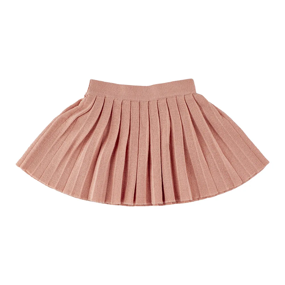 New arrival high quality warm baby short girls skirt pink wool knit pleat skirt for toddler girls