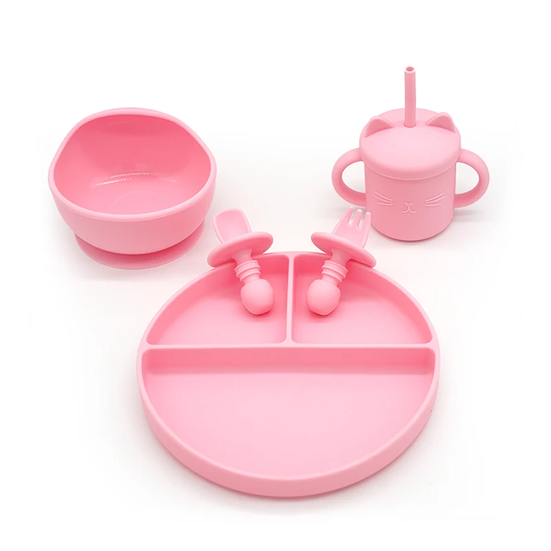 Custom bpa free feeding silicon plate set
