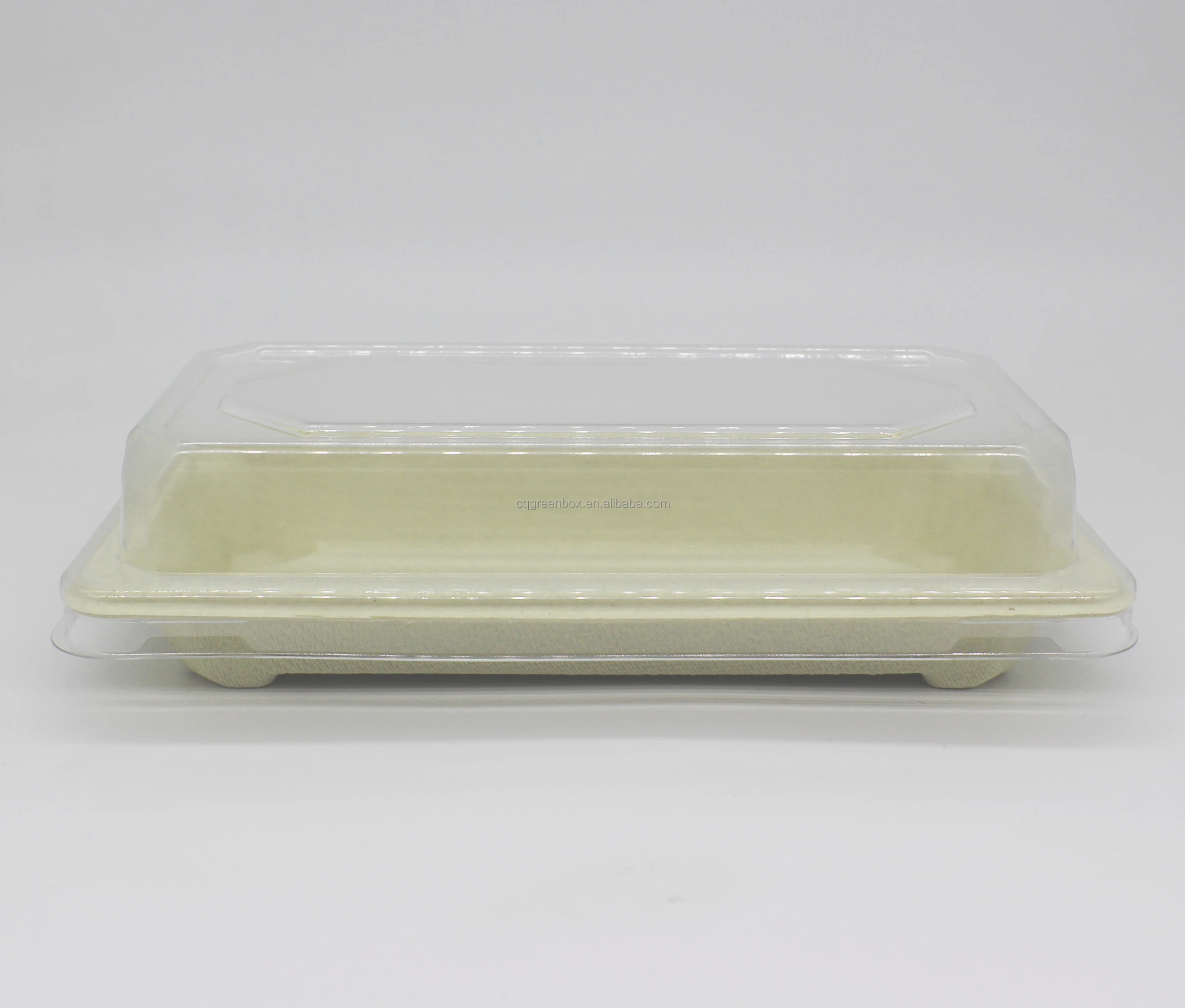 Wholesale Supply Compostable  Custom Sushi Box Bagasse Sushi Tray With Lid
